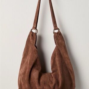 Free People Roma Suede Tote Coconut Shell Hobo Bag